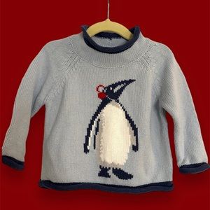 LL Bean Penguin Sweater Knit Roll Neck and Cuffs